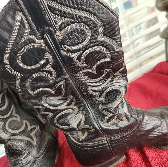 Youth JUSTIN Black Cowboy Boots  Size 8.5 C - Picture 6 of 13